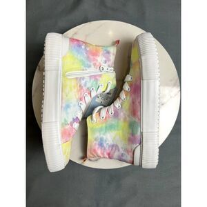 Cat & Jack Tie Dye Multicolor High Top Lace Up Zipper Sneakers Shoes SZ 3 NWT